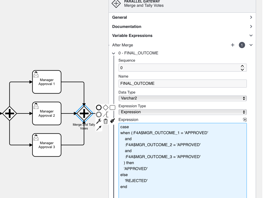 Merge and Tally  expression configuration