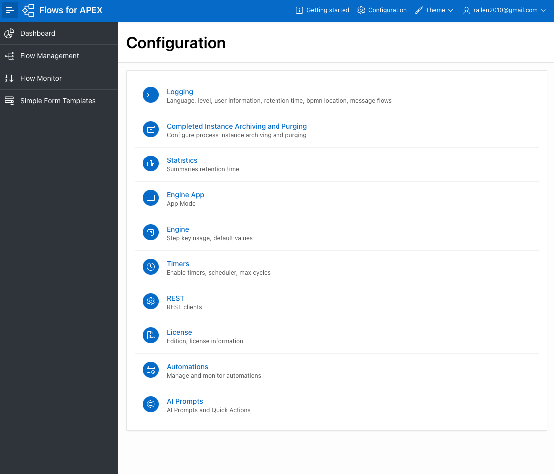 Configurations Panel