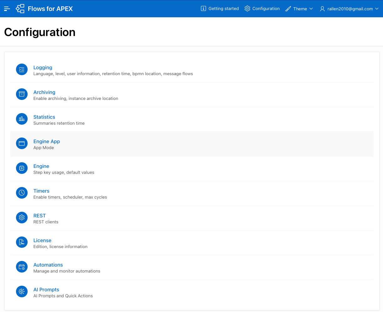 Configurations Panel