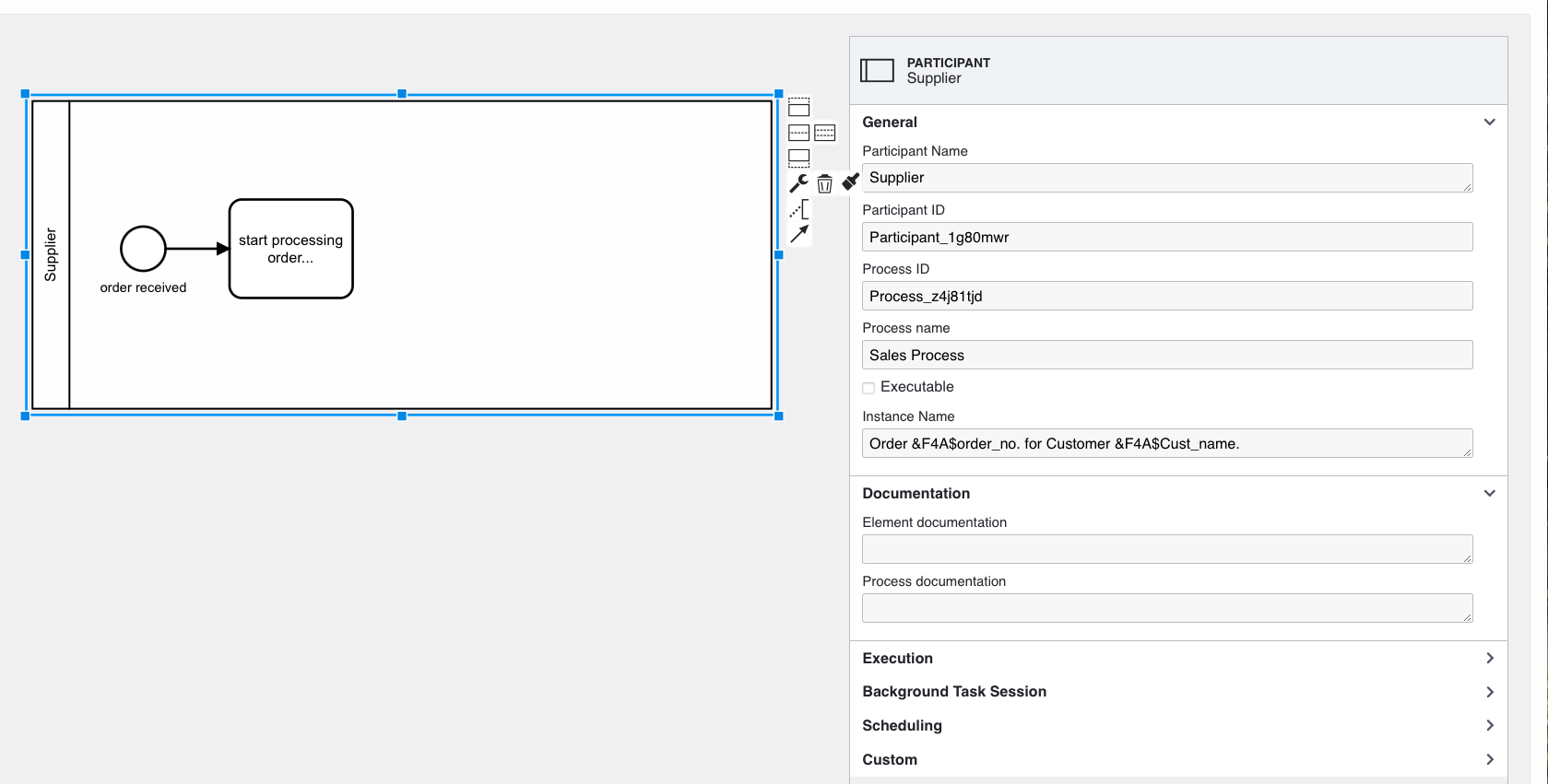 Configure Process inside a Participant
