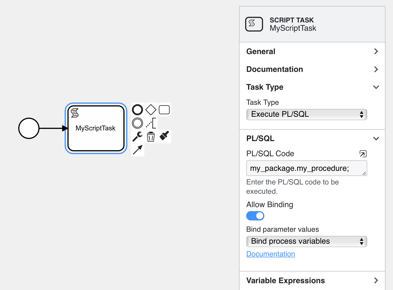 configuration of scriptTasks