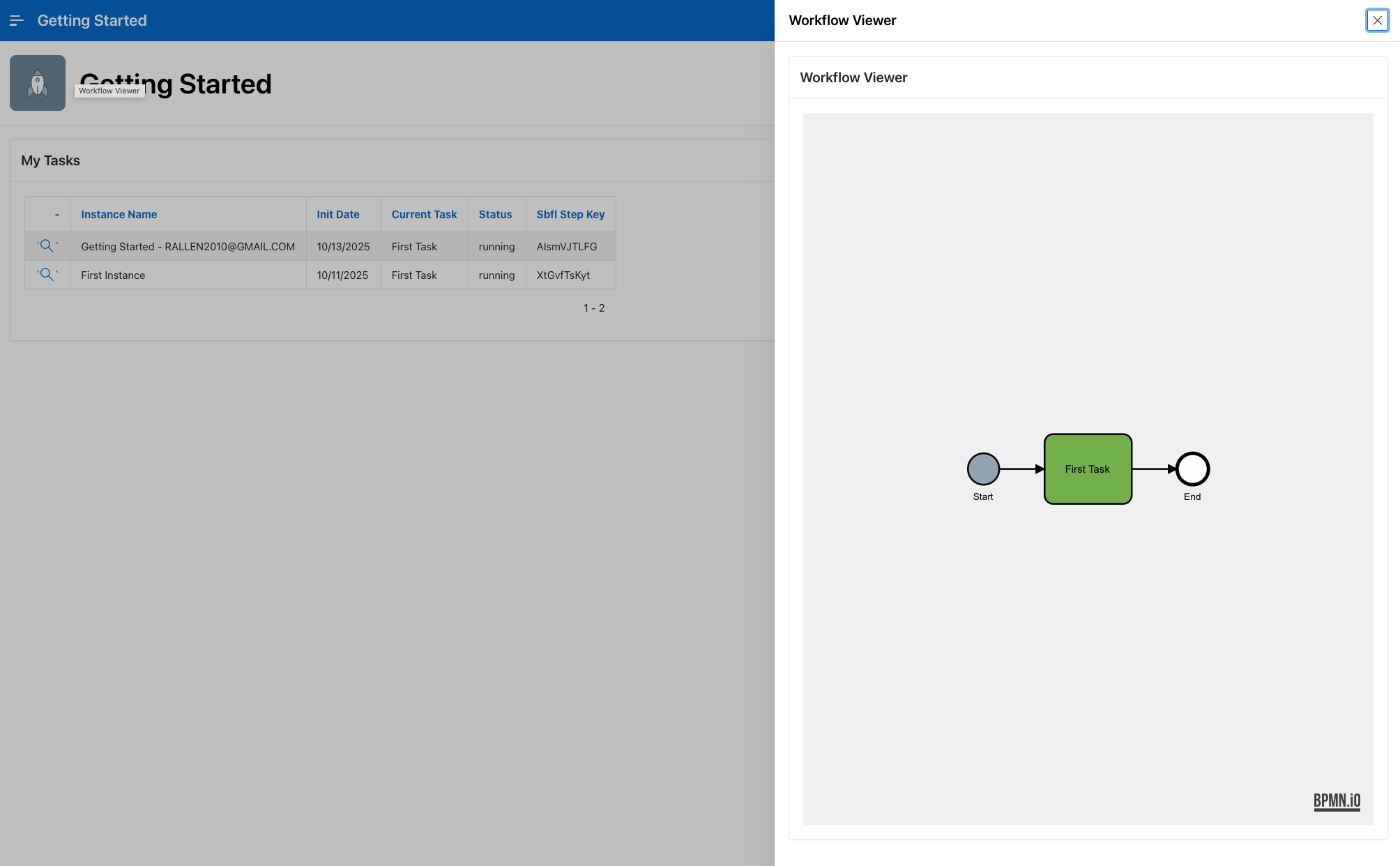 Task List with Workflow Viewer Drawer