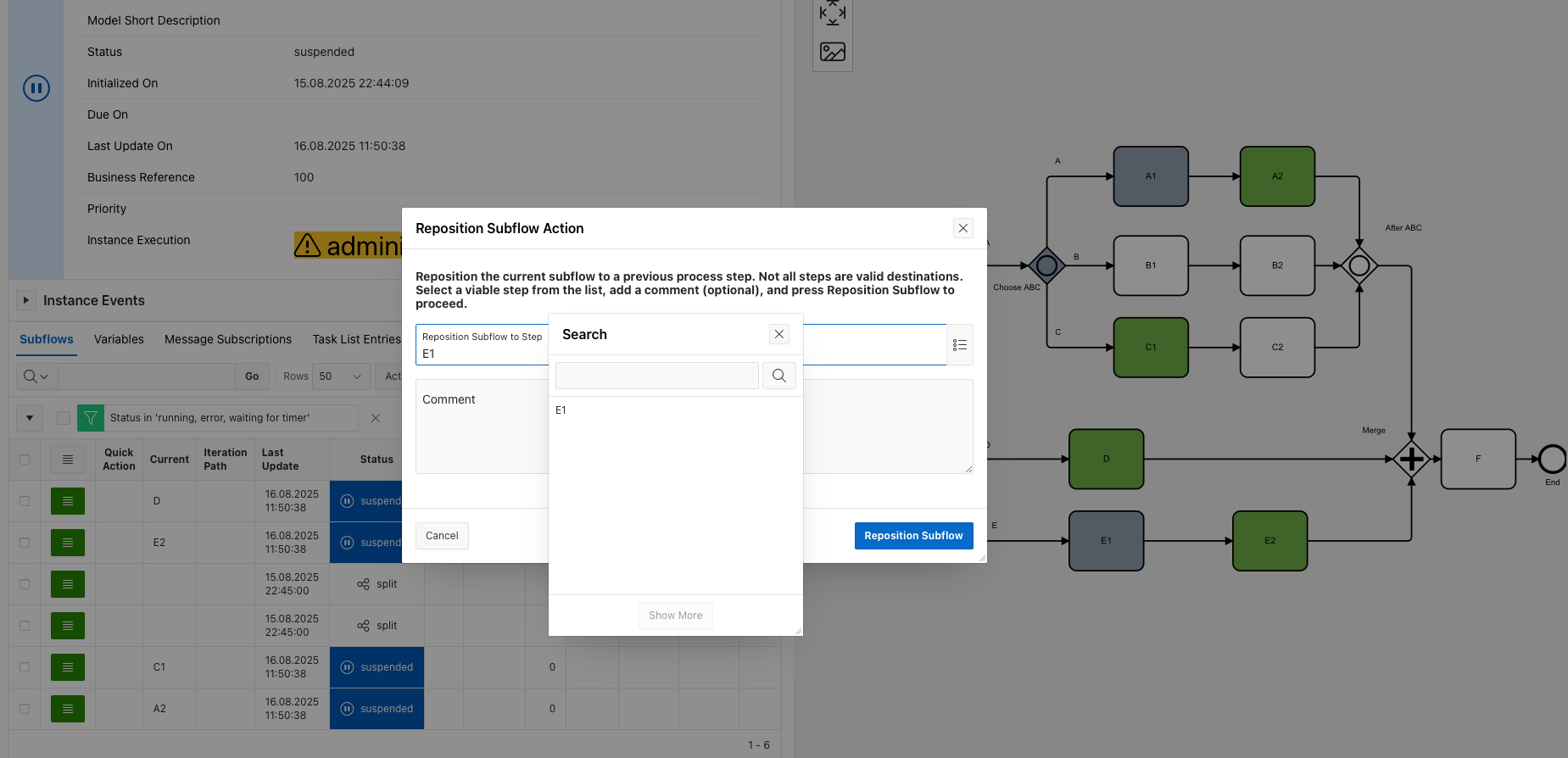 rewind a subflow to earlier step example