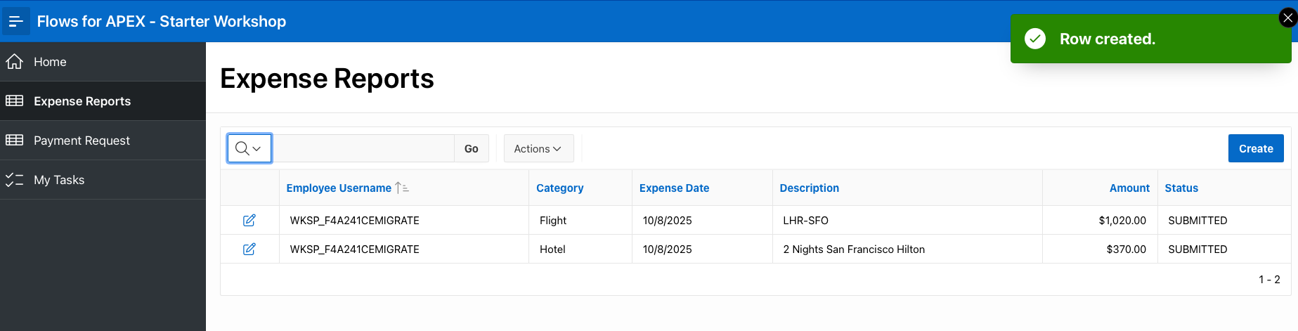 Second Expense Report created
