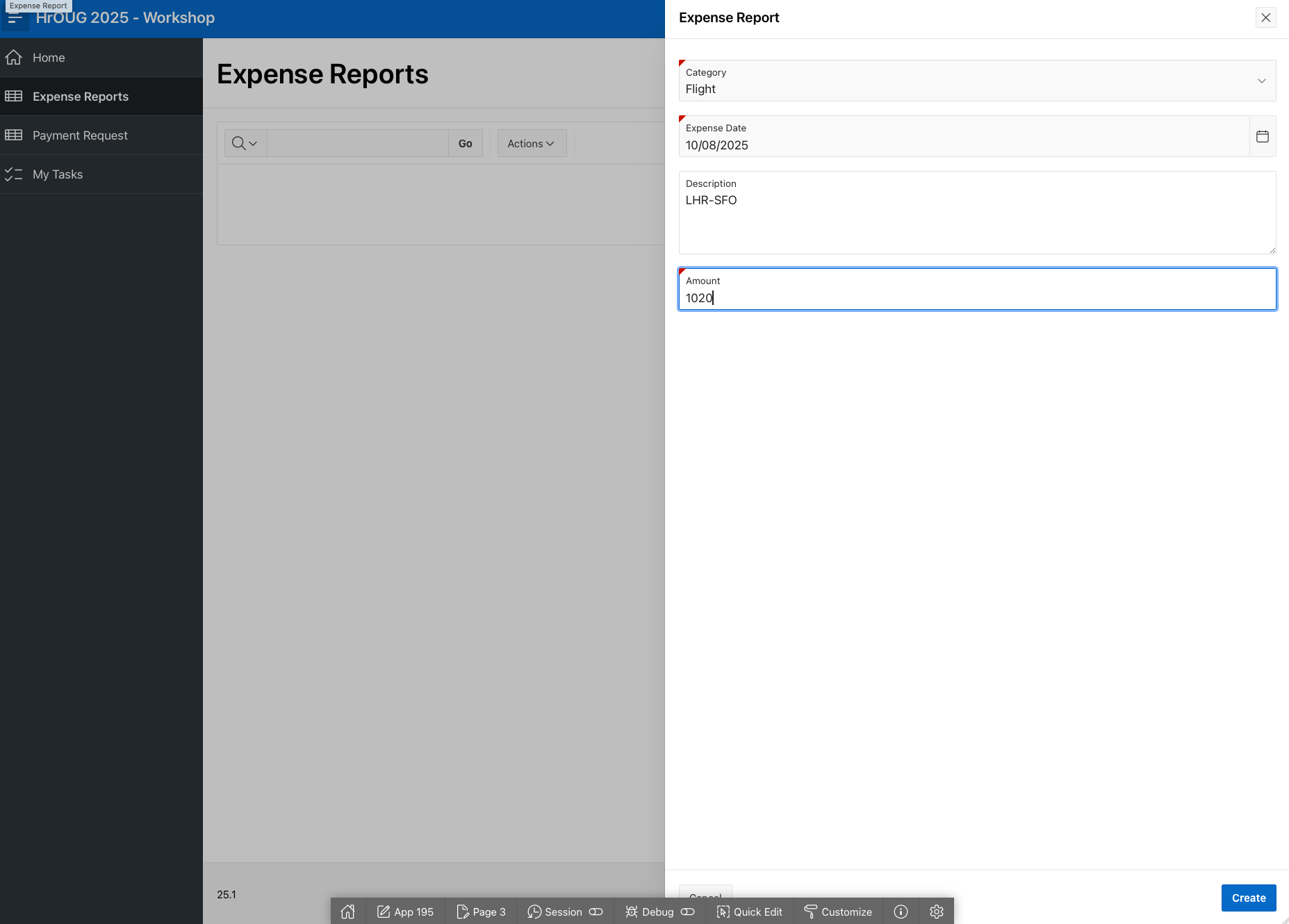 Completing our expense report