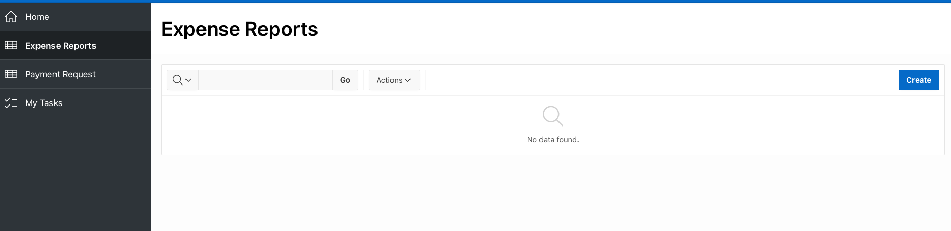 Empty Expense Reports report