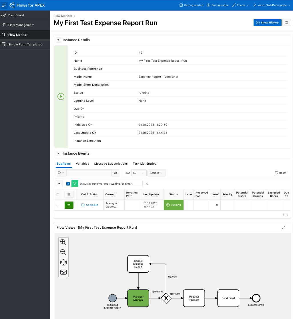 First test run - process started