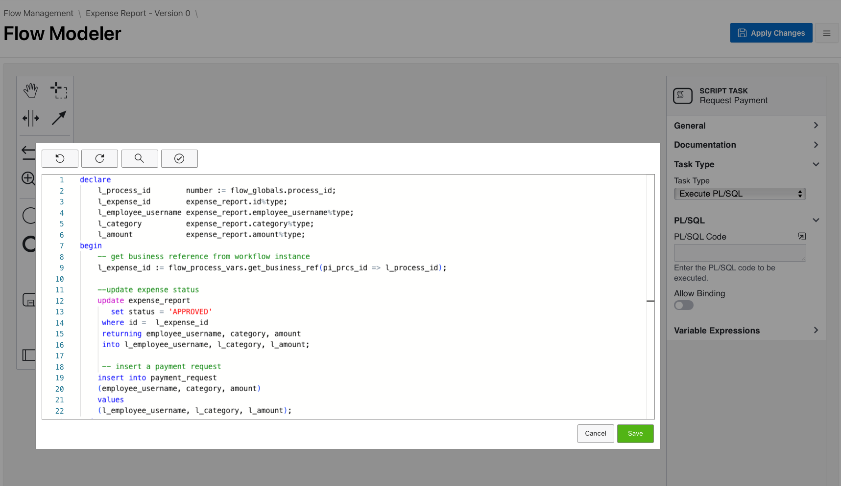 Enter your PL/SQL Script code