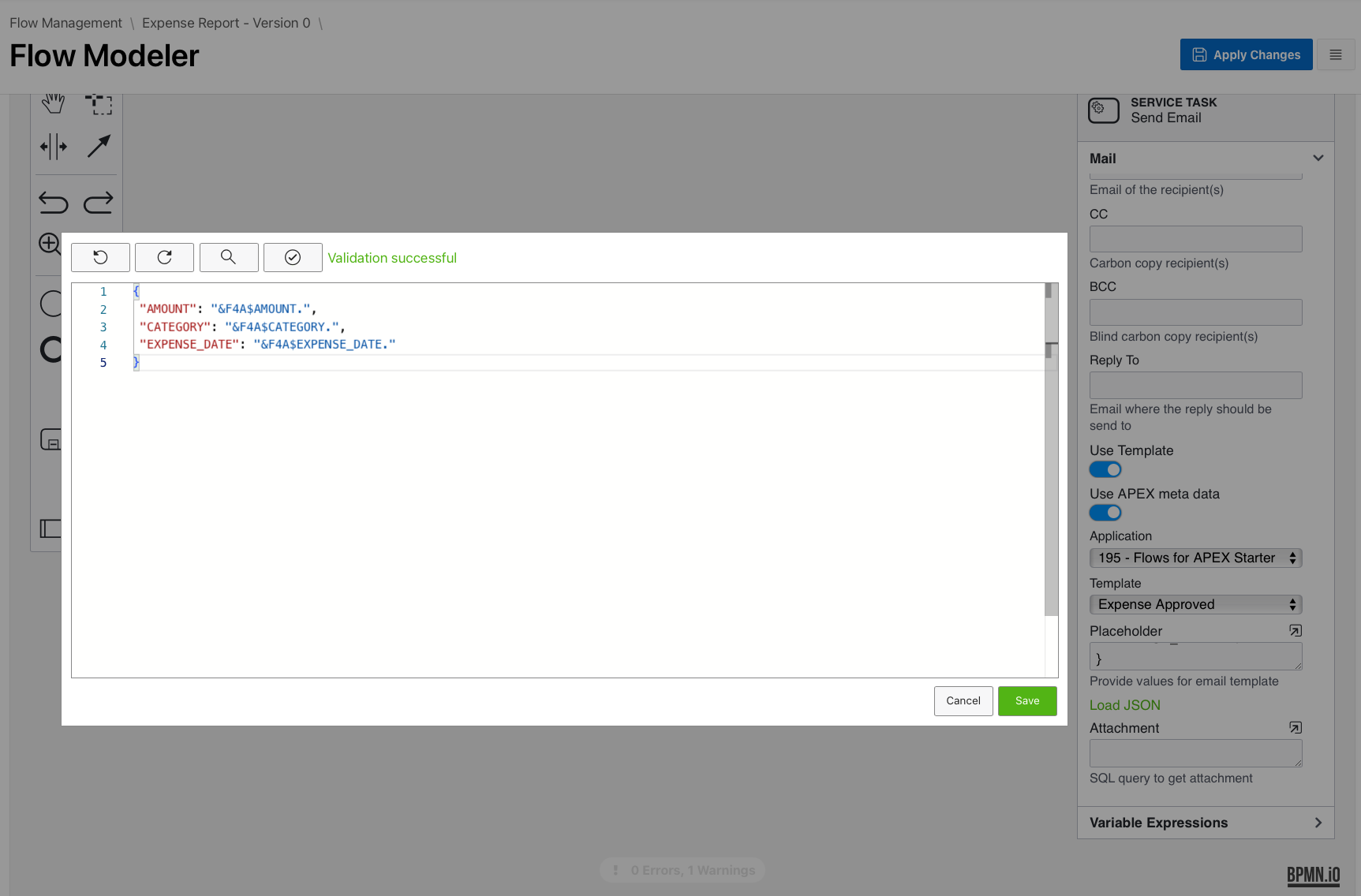Configure the send mail placeholders